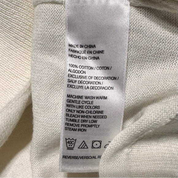 Izod EUC Cream White Knit Cotton V-neck Ribbed Light Sweater Size Small - Picture 7 of 10